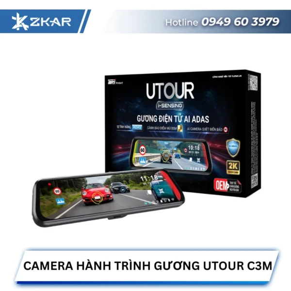 Camera Hành Trình Gương Utour C3M Tích Hợp ADAS