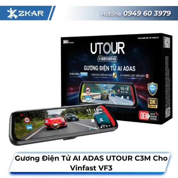Gương điện tử AI ADAS UTOUR C3M gắn zin cho Vinfast VF3