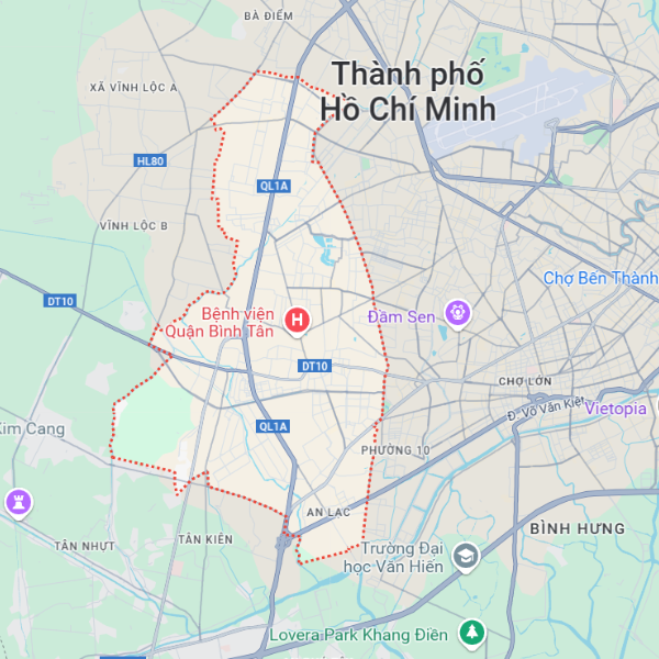 Vị Trí Quận Bình Tân Trên Google Maps