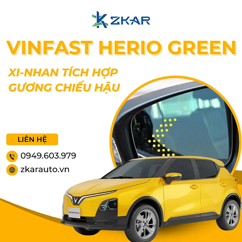Lắp gương điện tích hợp xi nhan xe vinfast herio green