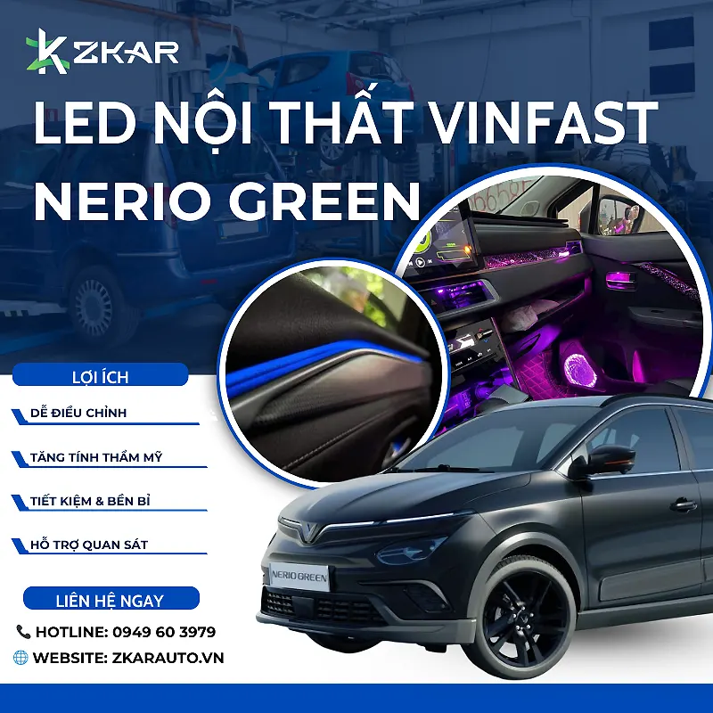 Độ Led Nội Thất Xe Điện Vinfast Nerio Green
